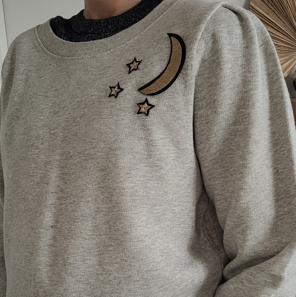 J. Crew Gray Sweater with Moon and Stars - Picture 3 of 8